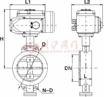 D971X、D973H電動(dòng)對(duì)夾蝶閥結(jié)構(gòu)圖
